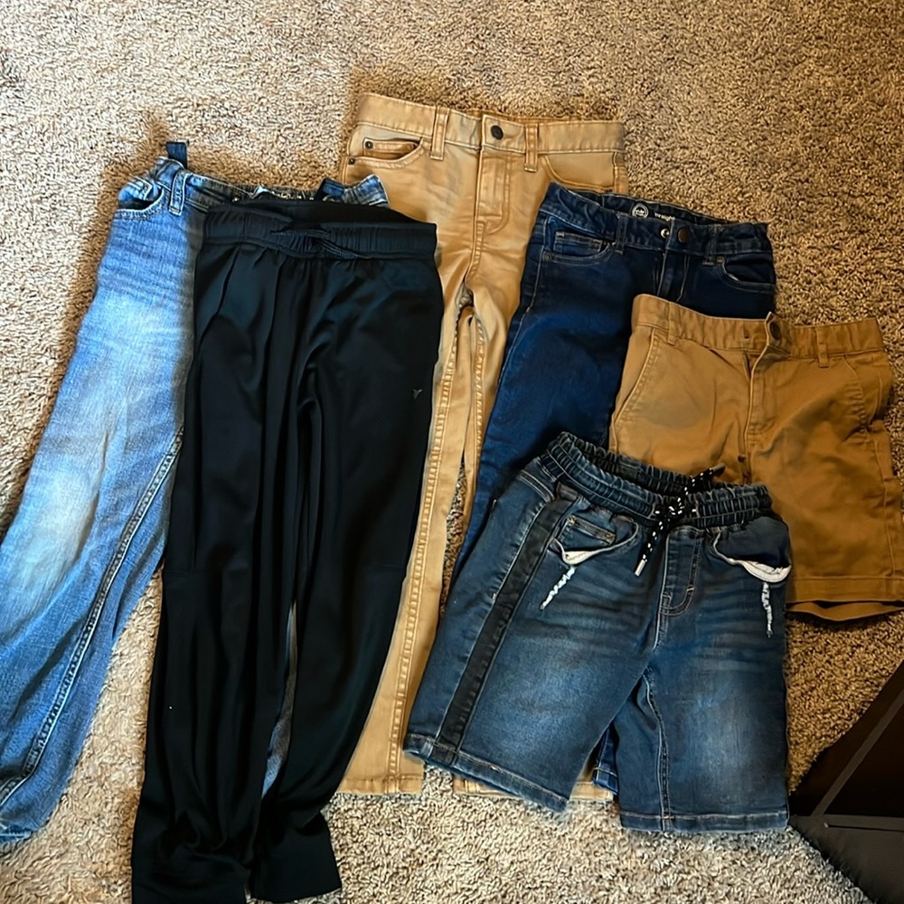 All boy pants/shorts between sizes of 6-8, all in decent almost new condition!